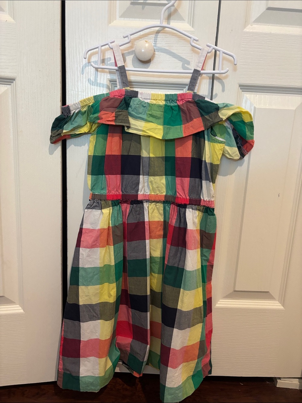 Janie and Jack Off-Shoulder Multicolor Plaid Dress